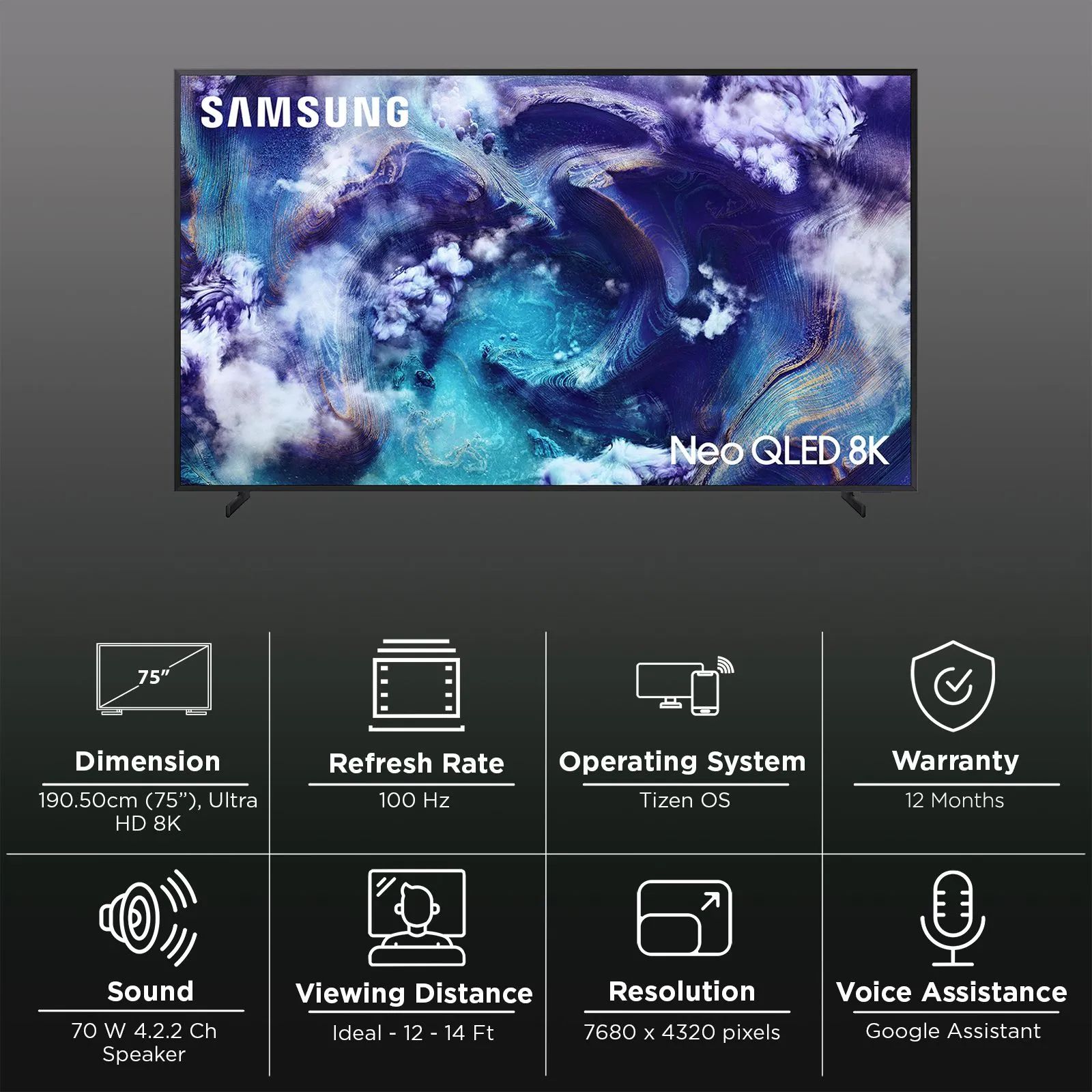 SAMSUNG QN900F 190 cm (75 inch) 8K Ultra HD Mini-LED Neo QLED Smart Tizen TV with Multiple Voice Assistant (2025 Model) SAMSUNG QN900F 190 cm (75 inch) 8K Ultra HD Mini-LED Neo QLED Smart Tizen TV with Multiple Voice Assistant (2025 Model)_3