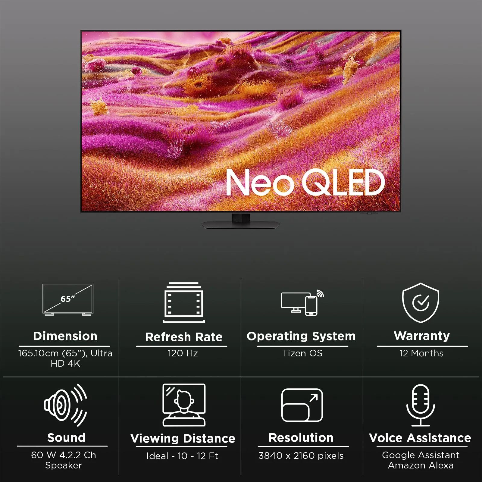 SAMSUNG QN90F 165 cm (65 inch) Neo QLED 4K Ultra HD Smart Tizen TV with Google Voice Assistant (2025 model)_3