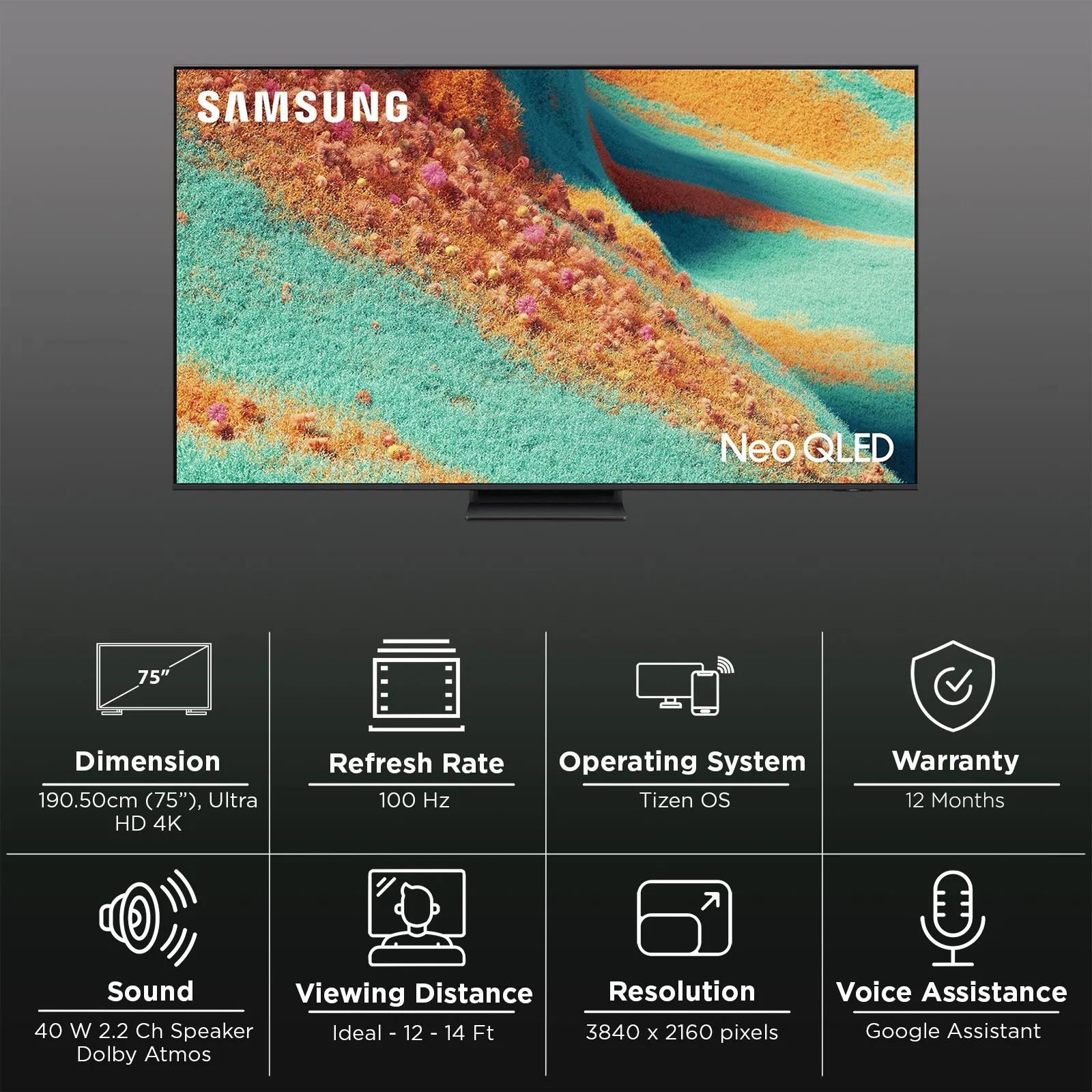 SAMSUNG QN85F 190 cm (75 inch) Neo QLED 4K Ultra HD Smart Tizen TV with Buit-in IoT (2025 model)_3