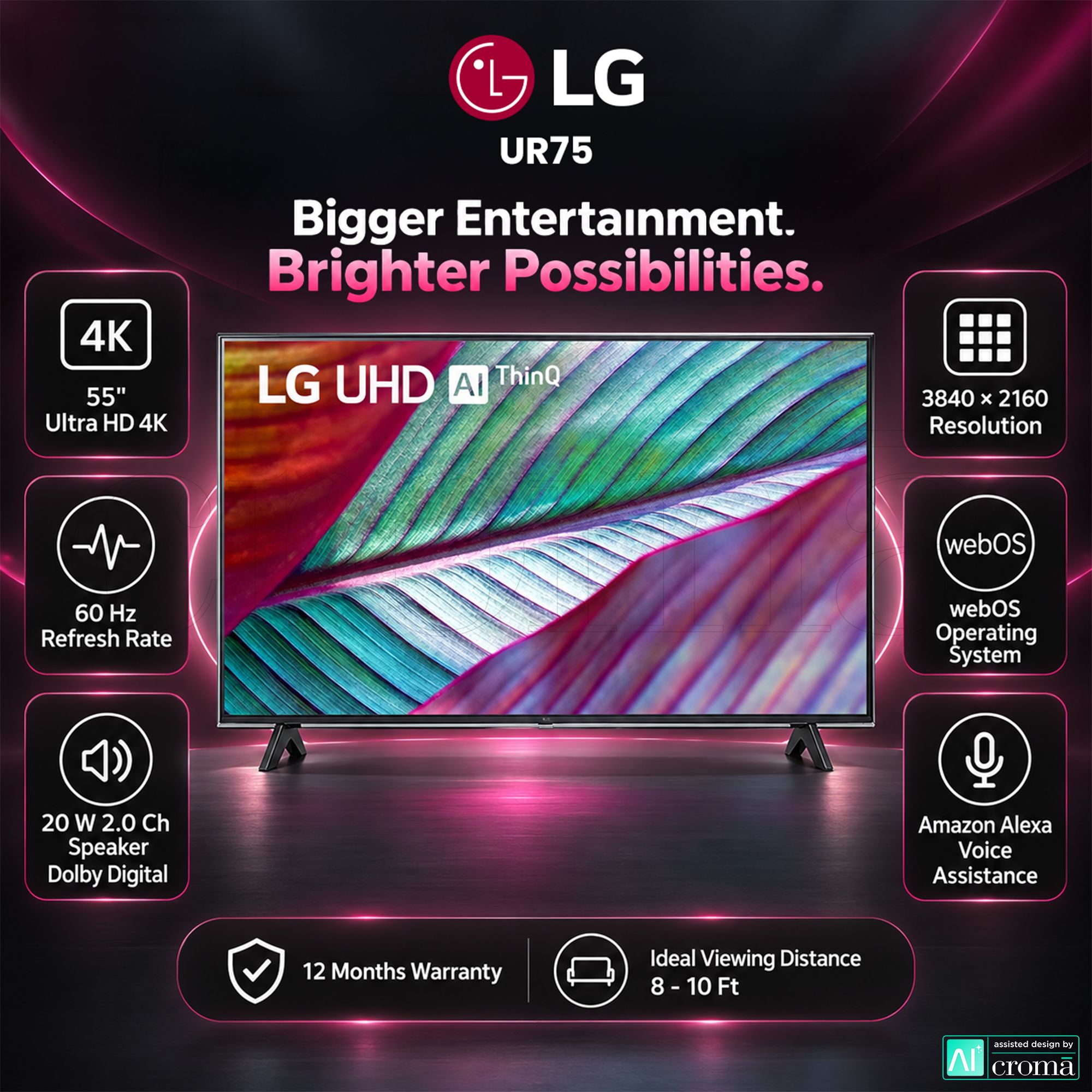LG UR75 140 cm (55 inch) 4K Ultra HD LED Smart WebOS TV with Built in Alexa (2023 model)_2