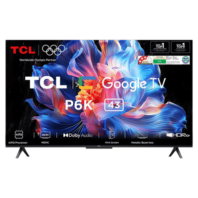 TCL P6K 109 cm (43 inch) 3 Star 4K Ultra HD LED Smart Google TV with Google Voice Assistant (2025 model)