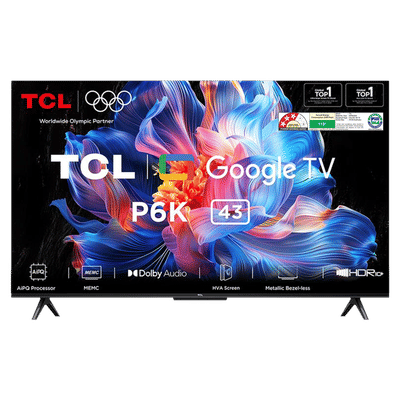 TCL P6K 109 cm (43 inch) 4K Ultra HD LED
                      Smart Google TV with Google Voice Assistant (2025
                      model)