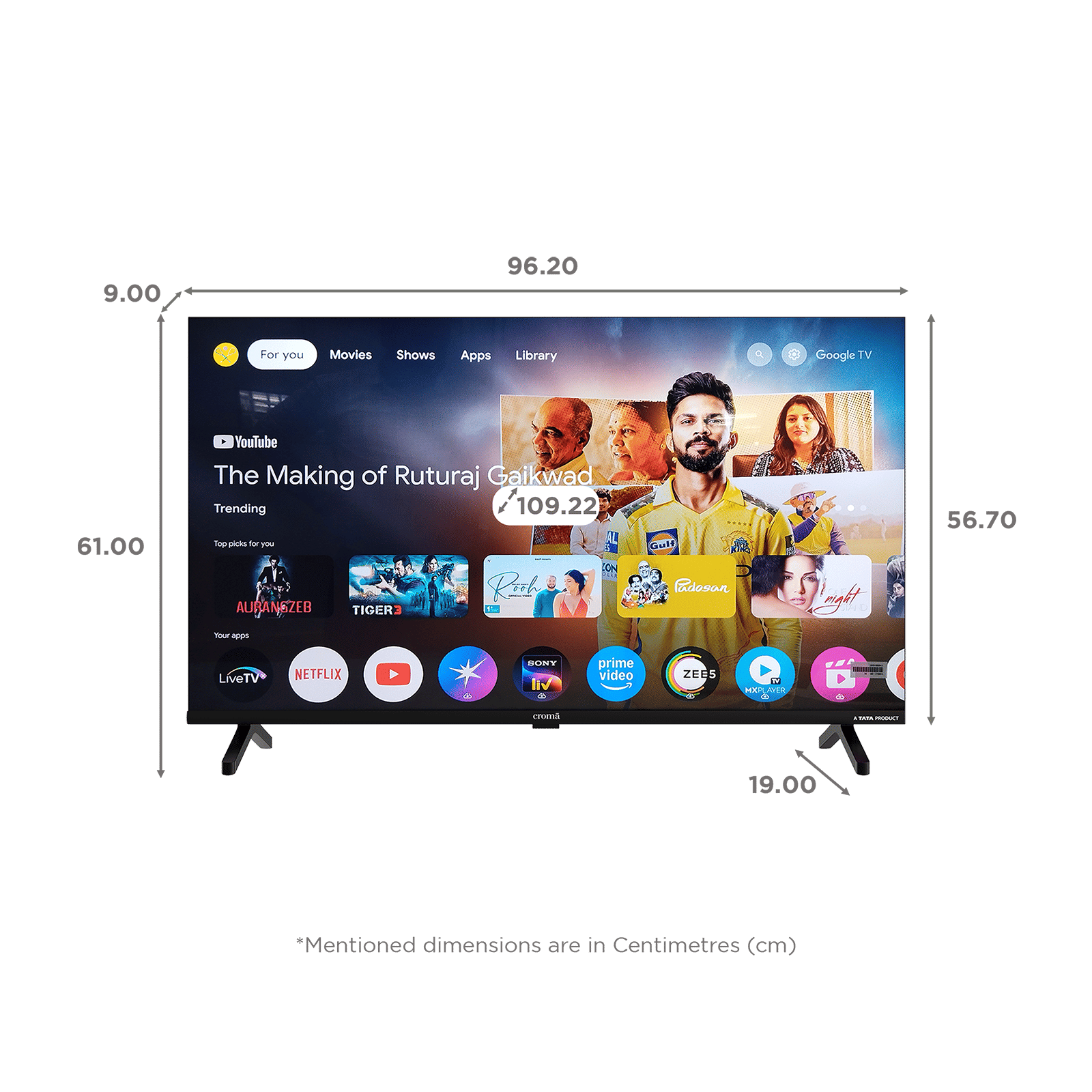 Croma 109 cm (43 inch) 4K Ultra HD LED Google TV with Dolby Audio Croma 109 cm (43 inch) 4K Ultra HD LED Google TV with Dolby Audio_2