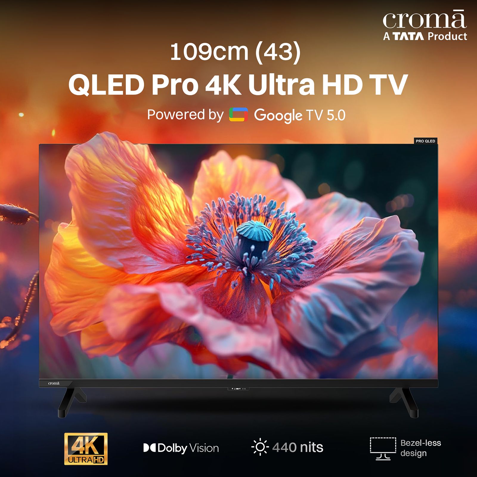 Croma Pro QLED 109 cm (43 inch) 4K Ultra HD Google TV with Dolby Vision & Dolby Atmos (2025 Model)_4