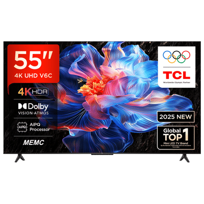 TCL V6C 140 cm (55 inch) 4 Star 4K Ultra HD LED Smart Google TV with Google Voice Assistant (2025 model)