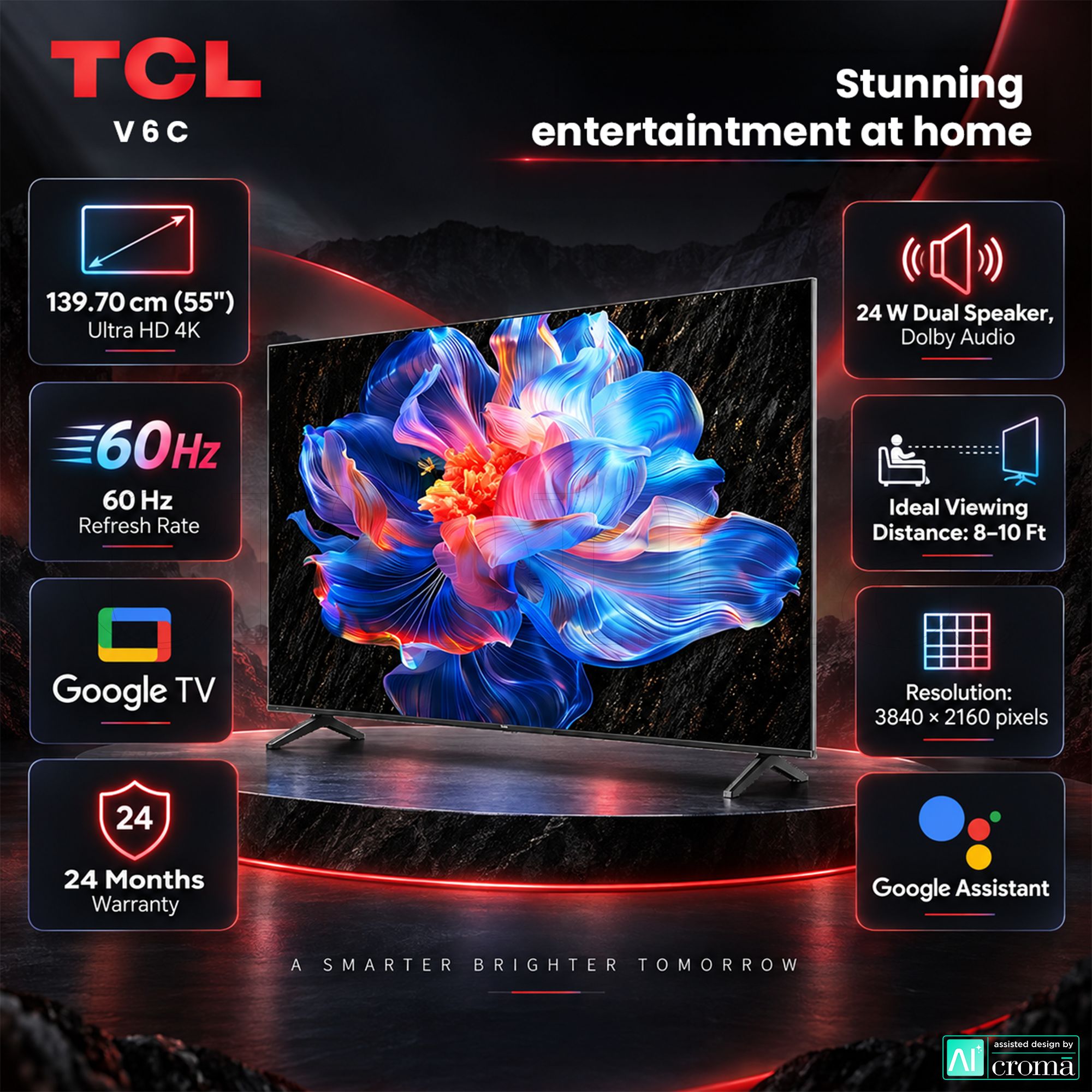 TCL V6C 140 cm (55 inch) 4 Star 4K Ultra HD LED Smart Google TV with Google Voice Assistant (2025 model) TCL V6C 140 cm (55 inch) 4 Star 4K Ultra HD LED Smart Google TV with Google Voice Assistant (2025 model)_3