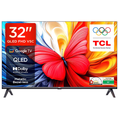 TCL V5C 80 cm (32 inch) 1 Star QLED Full HD Smart Google TV with Google Voice Assistant (2025 model)