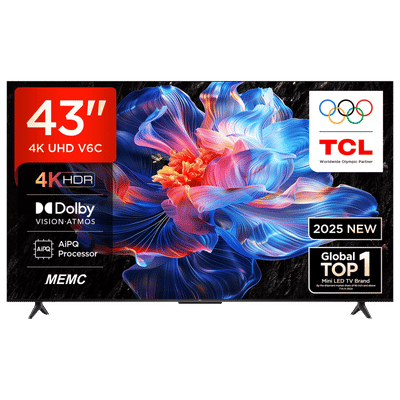 TCL V6C 109 cm (43 inch) 4K Ultra HD LED
                      Smart Google TV with Google Voice Assistant (2025
                      model)