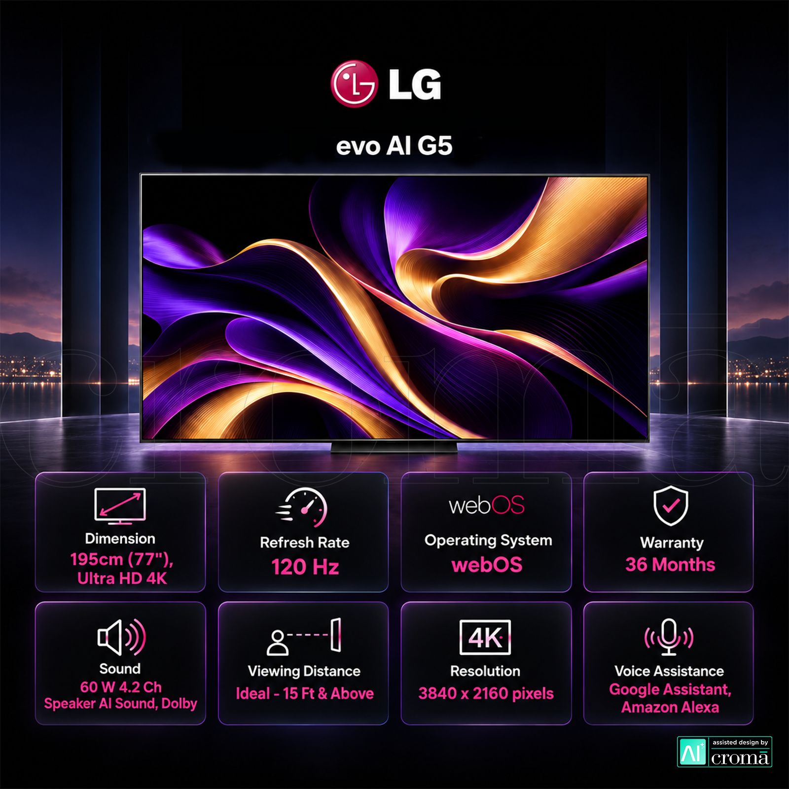 LG evo AI G5 195 cm (77 inch) 3 Star OLED 4K Ultra HD Smart WebOS TV with Dolby Vision & Dolby Atmos (2025 model) LG evo AI G5 195 cm (77 inch) 3 Star OLED 4K Ultra HD Smart WebOS TV with Dolby Vision & Dolby Atmos (2025 model)_3