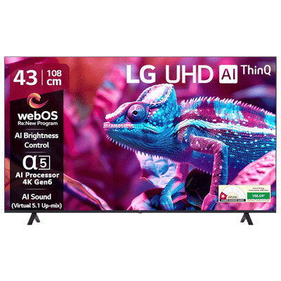 LG UR75 109 cm (43 inch) 1 Star 4K Ultra HD LED Smart WebOS TV with Built-in Alexa (2025 model)