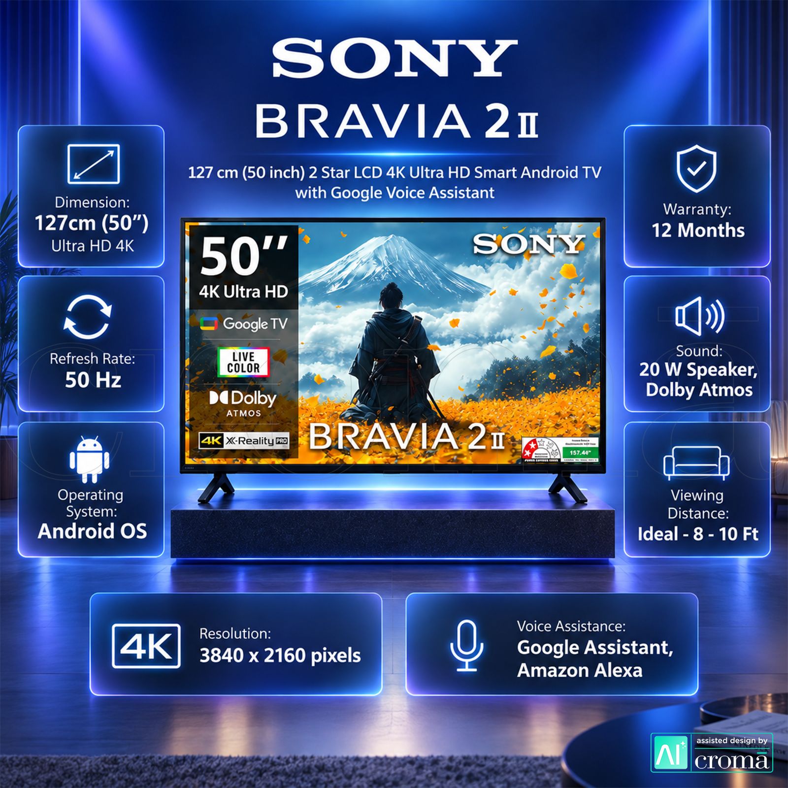 SONY BRAVIA 2 II 127 cm (50 inch) 2 Star LCD 4K Ultra HD Smart Android TV with Google Voice Assistant (2025 model) SONY BRAVIA 2 II 127 cm (50 inch) 2 Star LCD 4K Ultra HD Smart Android TV with Google Voice Assistant (2025 model)_3