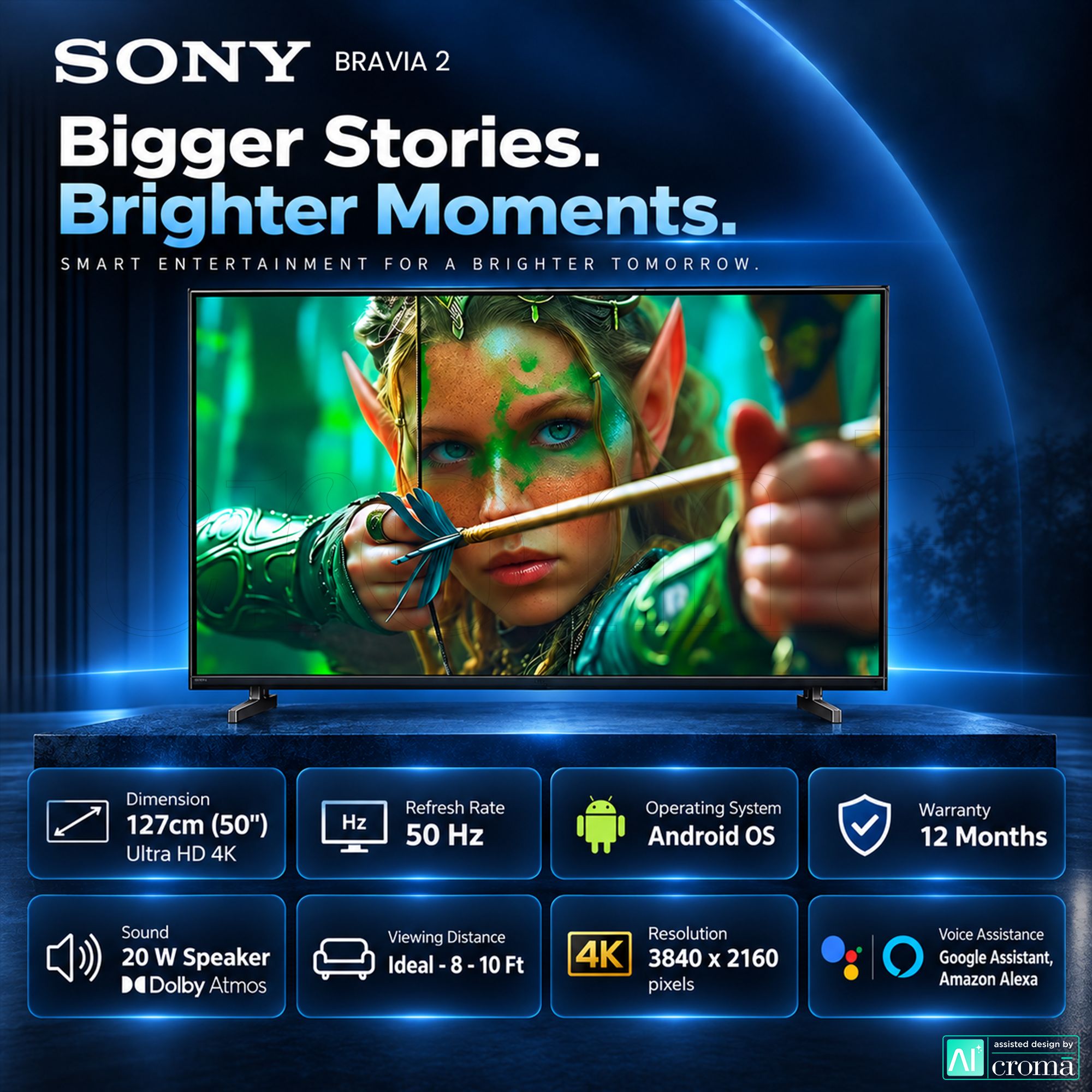 SONY BRAVIA 2 II 127 cm (50 inch) 2 Star 4K Ultra HD LCD Smart Android TV with Built in Chromecast (2025 model)_3