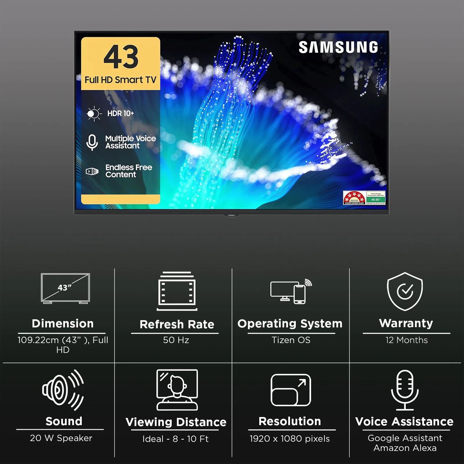 SAMSUNG F5550 109 cm (43 inch) Full HD LED Smart Tizen TV with Alexa & Google Voice Assistant (2025 model)_3