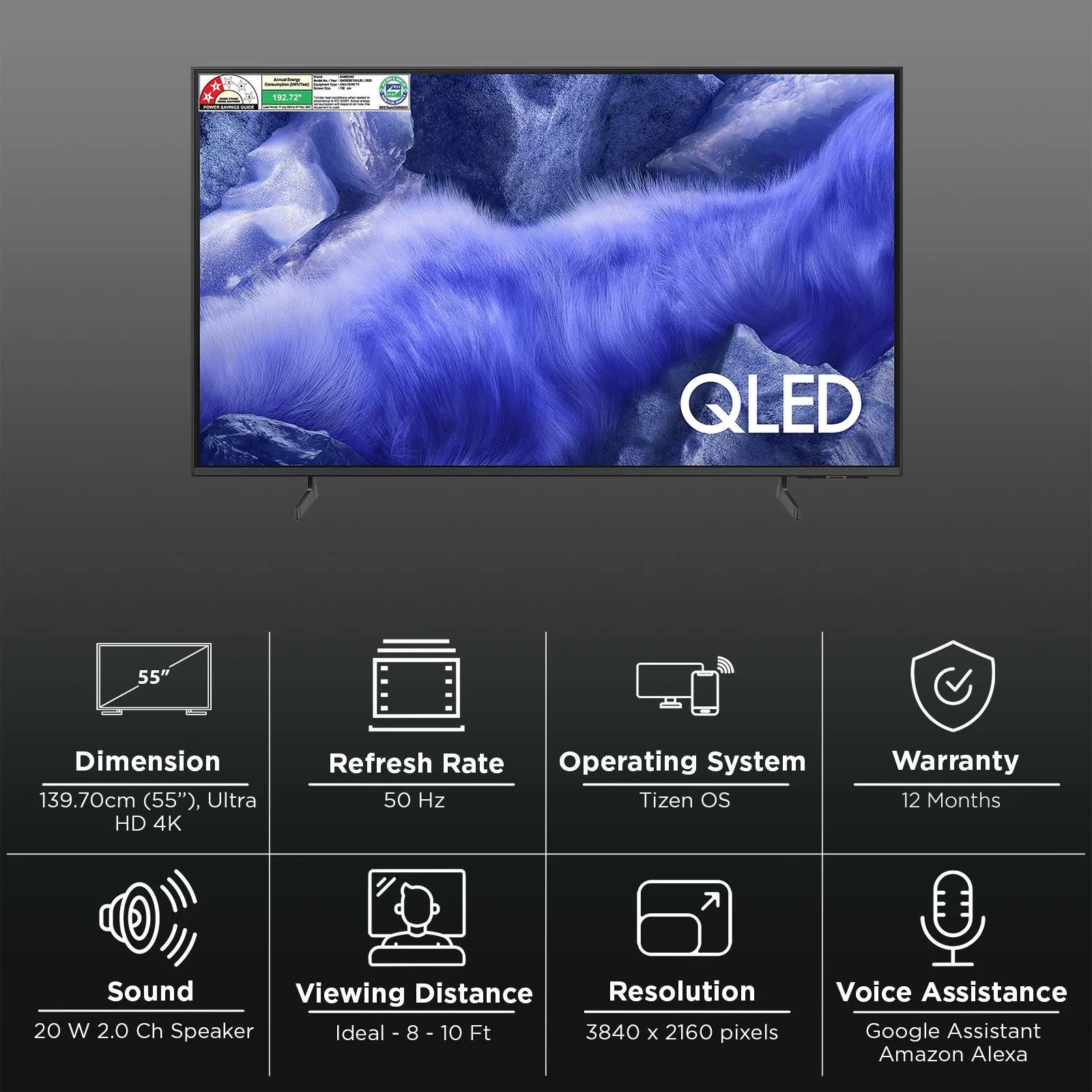SAMSUNG QEF1 140 cm (55 inch) 4K Ultra HD QLED Smart Tizen TV with Google Assistant (2025 model)_2