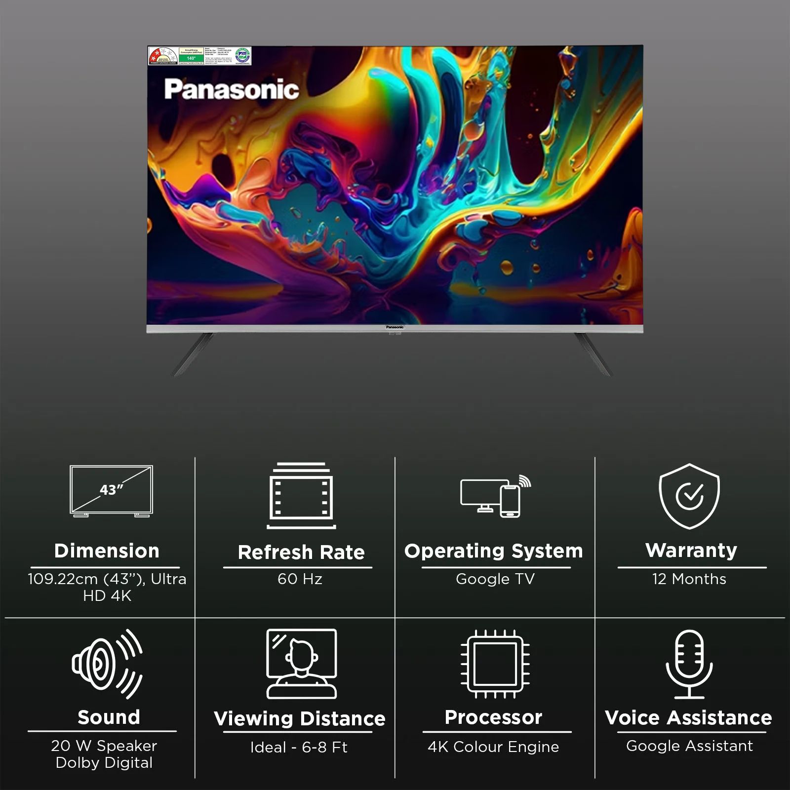 Panasonic 109 cm (43 inch) 4K Ultra HD LED Smart Google TV with Dolby Digital (2025 model) Panasonic 109 cm (43 inch) 4K Ultra HD LED Smart Google TV with Dolby Digital (2025 model)_3