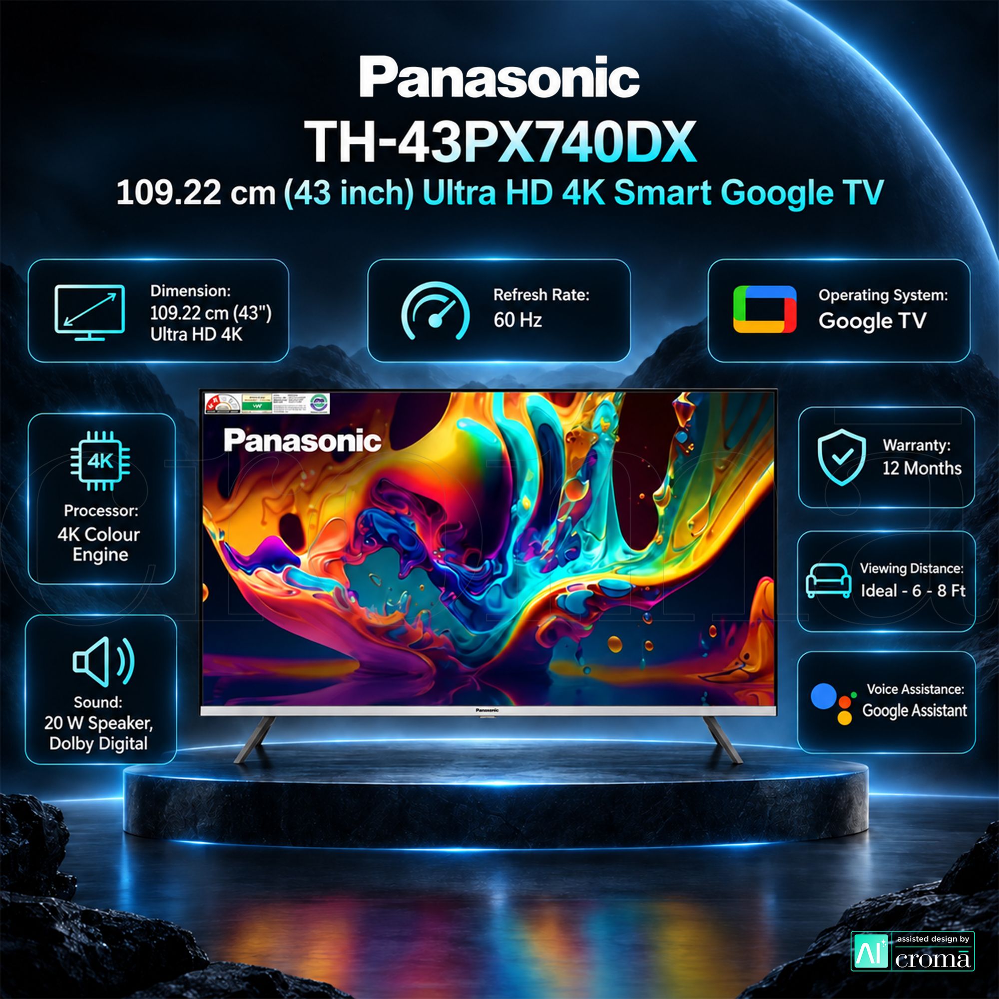 Panasonic 109 cm (43 inch) 2 Star 4K Ultra HD LED Smart Google TV with Dolby Digital (2025 model) Panasonic 109 cm (43 inch) 2 Star 4K Ultra HD LED Smart Google TV with Dolby Digital (2025 model)_3