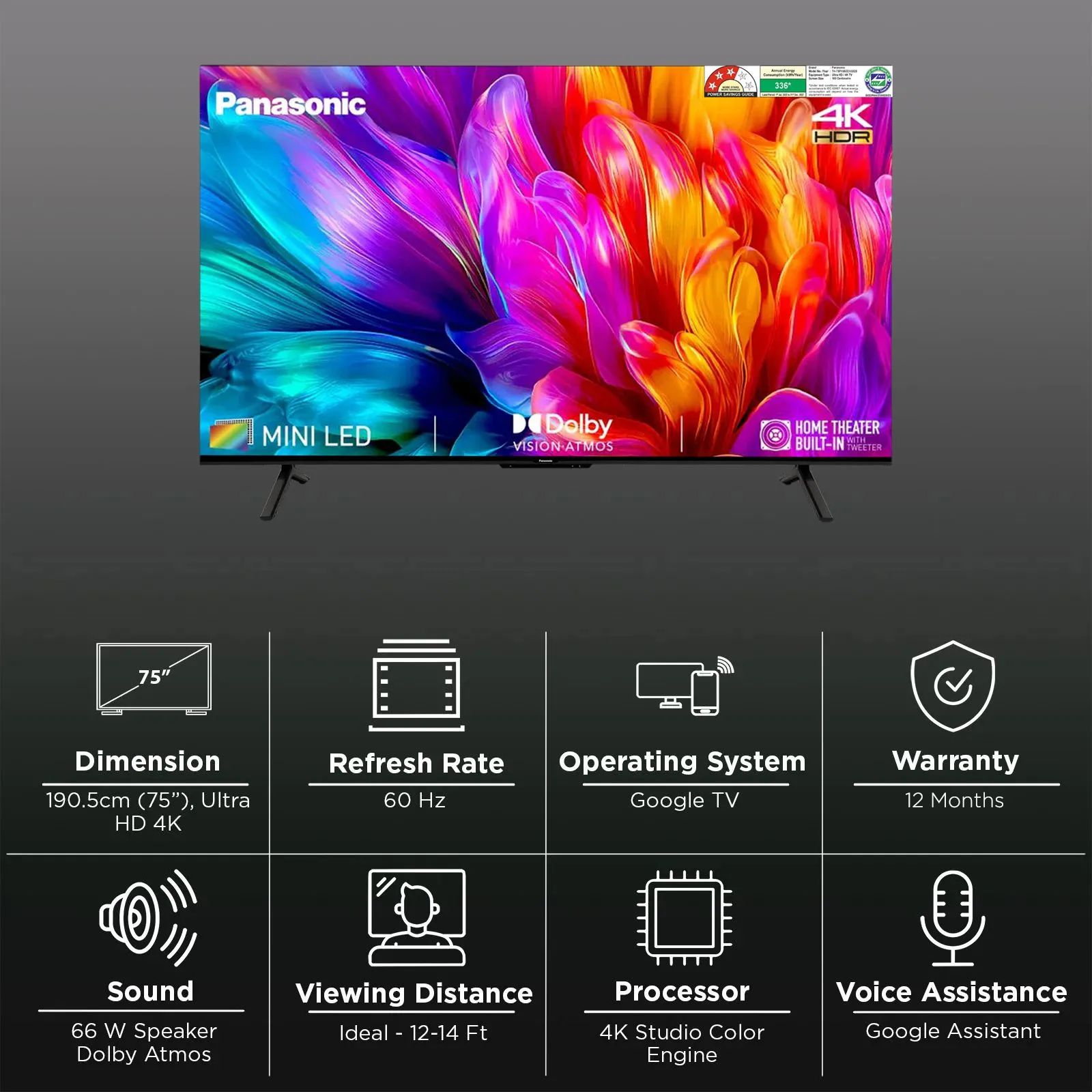 Panasonic 190 cm (75 inch) 4K Ultra HD LED Smart Google TV with Dolby Atmos (2025 model)_3