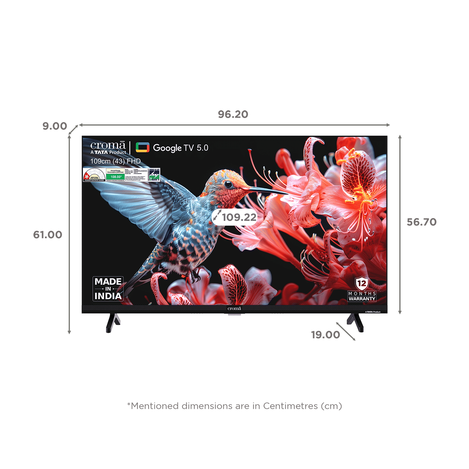 Croma 109 (43 inch) Full HD Smart Google TV 5.0 with Dolby Audio_2
