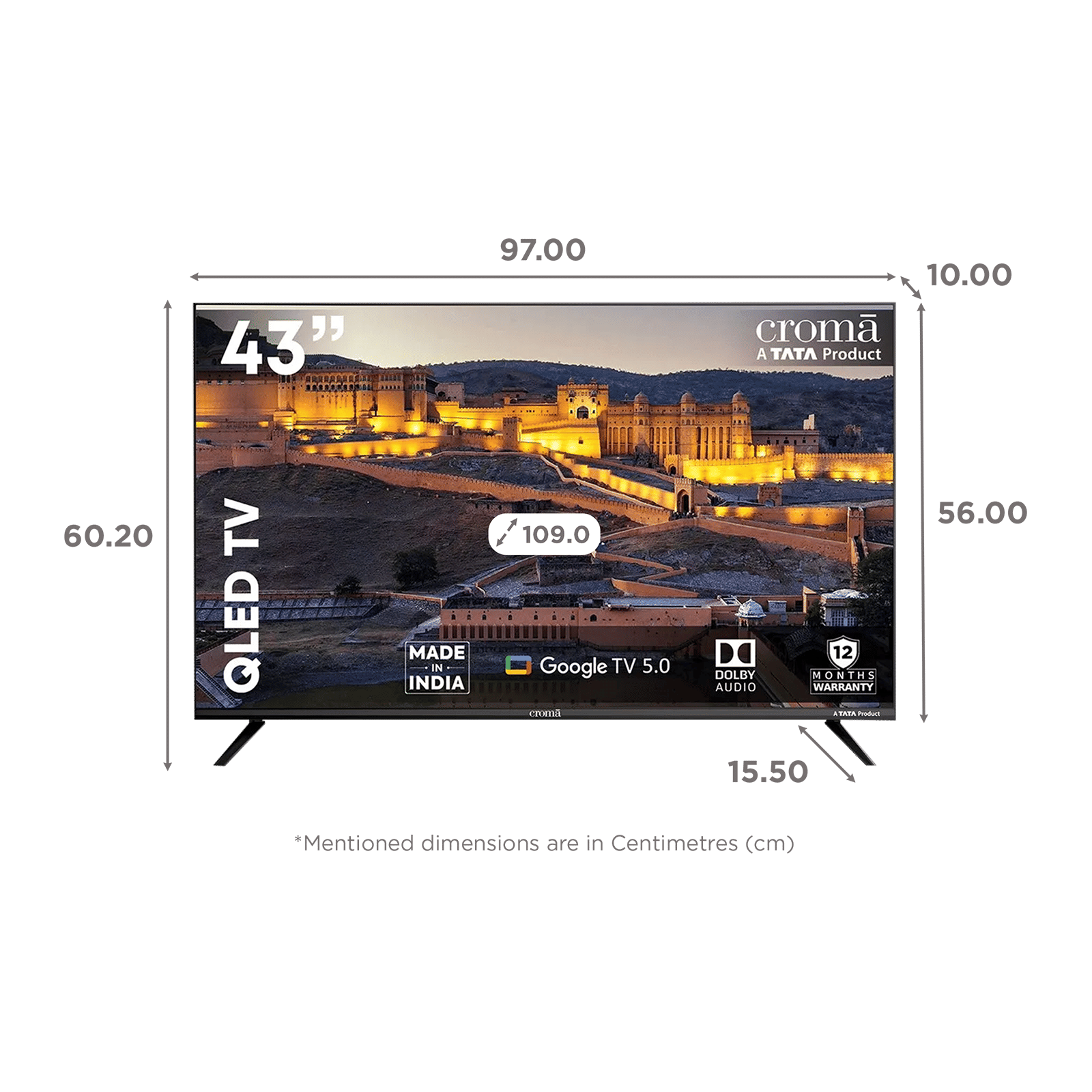 Croma 109 cm (43 inch) QLED 4K Ultra HD Smart Google TV 5.0 with Dolby Audio_2