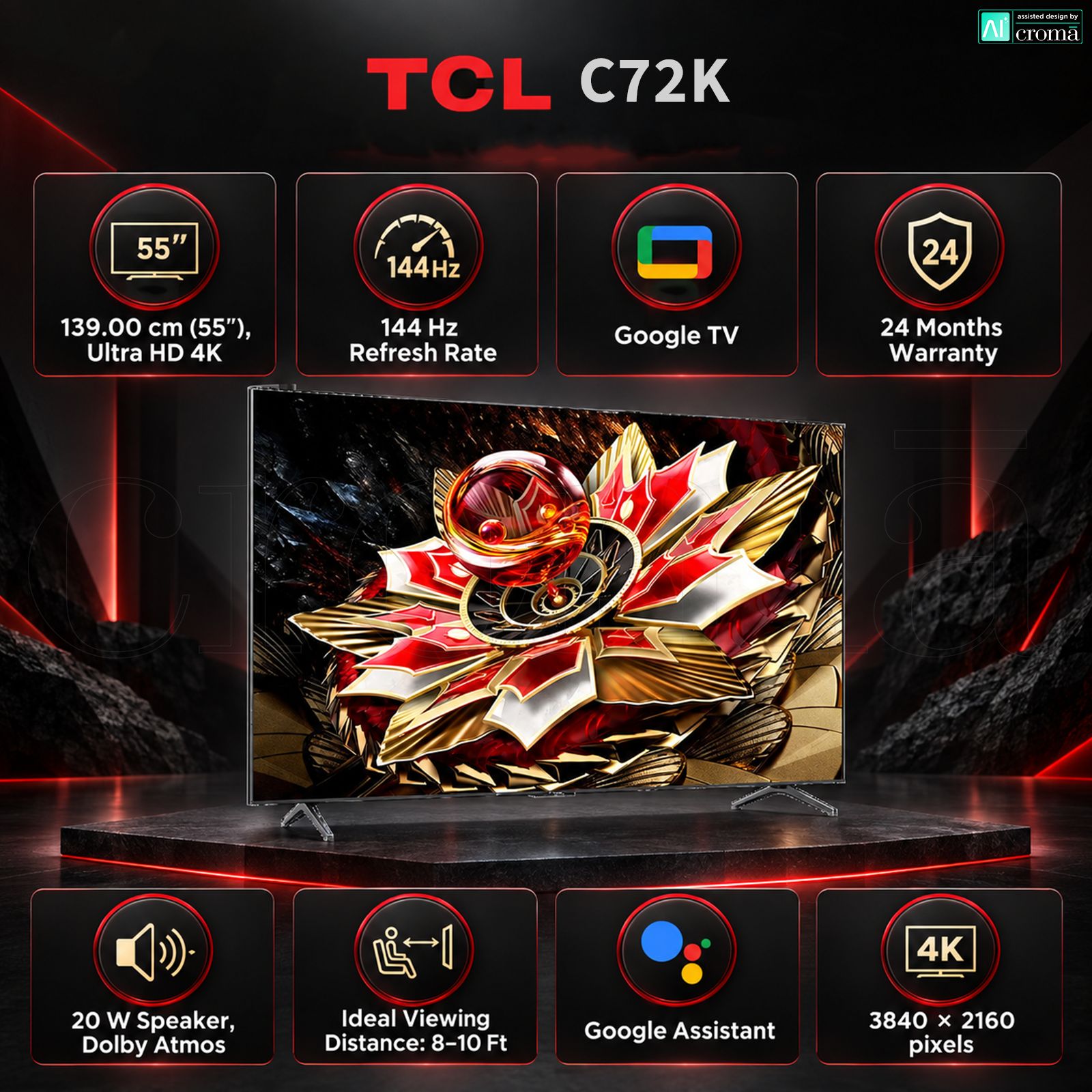 TCL C72K 140 cm (55 inch) 1 Star 4k Ultra HD Google TV with Precise Dimming Technology (2025 model) TCL C72K 140 cm (55 inch) 1 Star 4k Ultra HD Google TV with Precise Dimming Technology (2025 model)_3