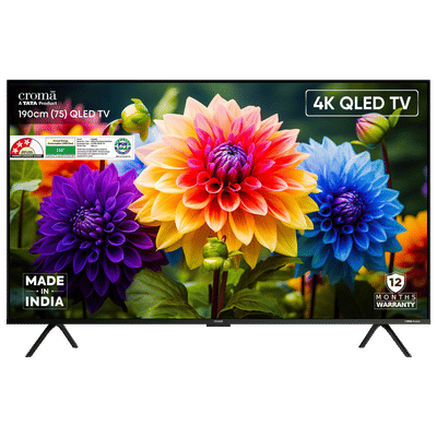 Croma 190 cm (75 inch) 3 Star QLED 4K Ultra HD Smart Google TV with Dolby Vision & Dolby Atmos (2025 model)