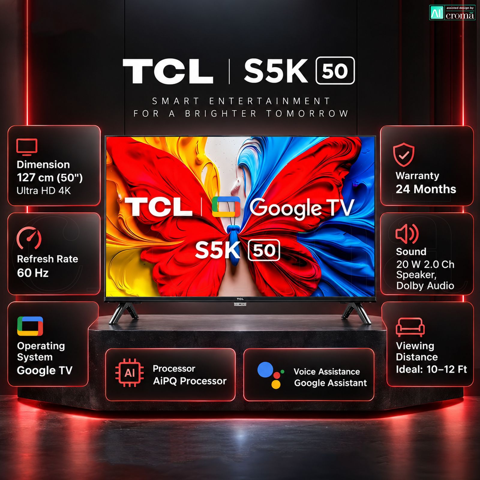TCL S5K 127 cm (50 inch) 2 Star QLED 2K Full HD Smart Google TV with Google Assistant (2025 model) TCL S5K 127 cm (50 inch) 2 Star QLED 2K Full HD Smart Google TV with Google Assistant (2025 model)_3