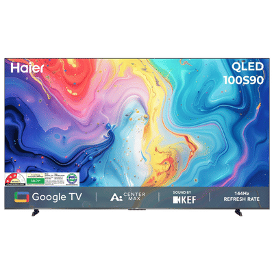 Haier S90 253 cm (100 inch) 3 Star QLED 4K Ultra HD Smart Google TV with Google Assistant (2025 model)