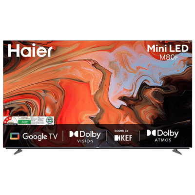 Haier M80F 190 cm (75 inch) 3 Star 4K Ultra HD Mini LED Google TV with Google Assistant Support (2025 model)