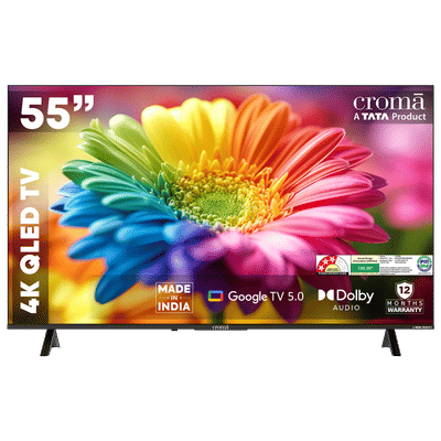 Croma 140 cm (55 inch) QLED 4K Ultra HD Smart
                      Google TV with Google Assistant Supported (2025
                      model)