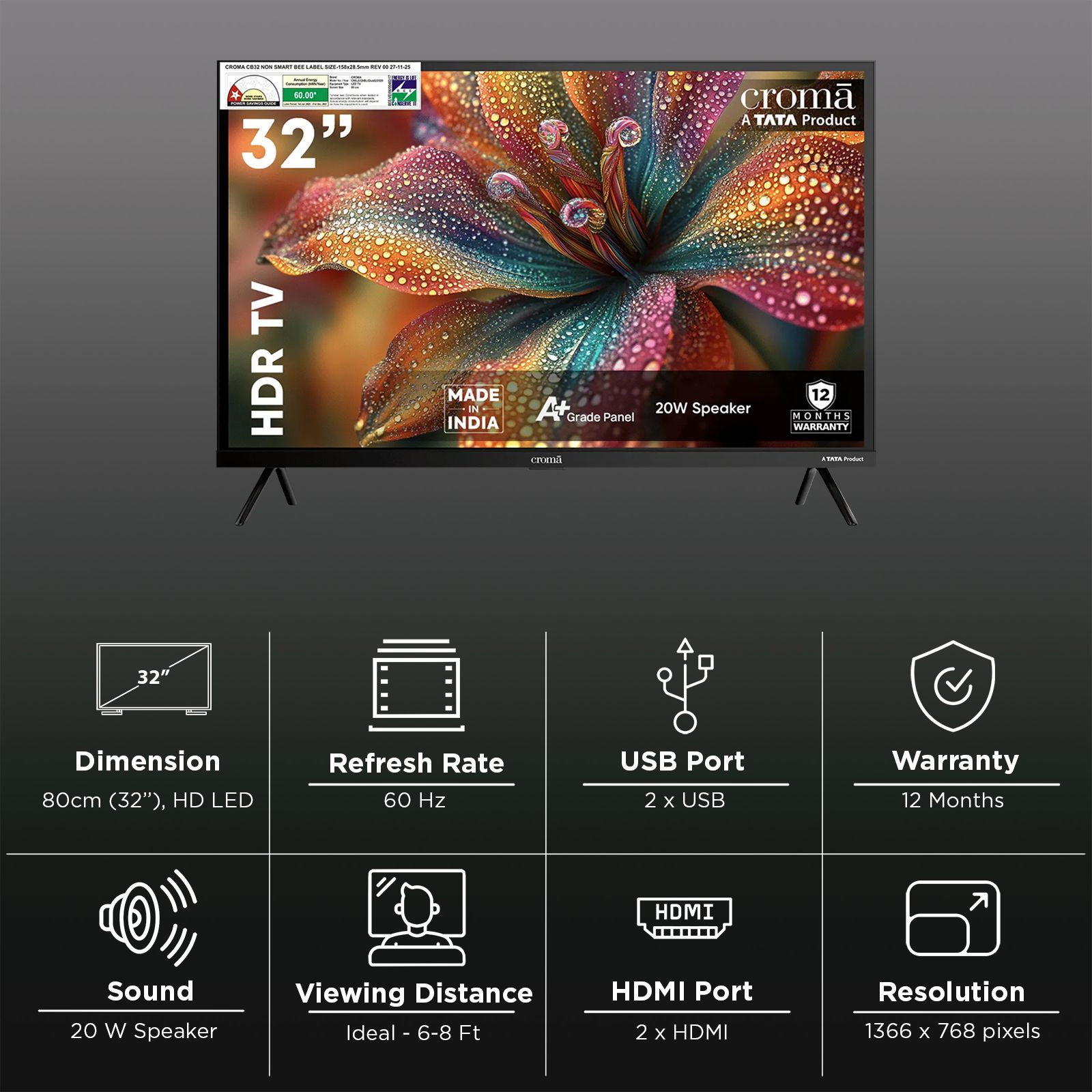Croma 80cm (32inch) HD Ready LED TV with A Plus Grade Panel Croma 80cm (32inch) HD Ready LED TV with A Plus Grade Panel_3