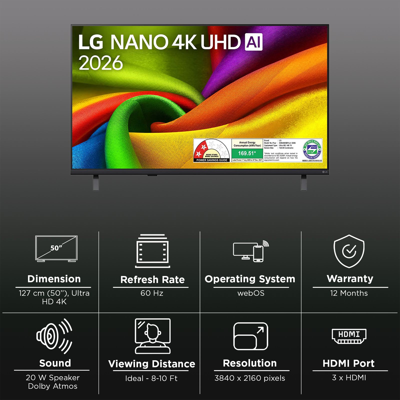 LG Nano AI 50NU885BPLA 127 cm (50 inch) 4K Ultra HD Smart webOS 26 TV with AI Hub (2026 model) LG Nano AI 50NU885BPLA 127 cm (50 inch) 4K Ultra HD Smart webOS 26 TV with AI Hub (2026 model)_3