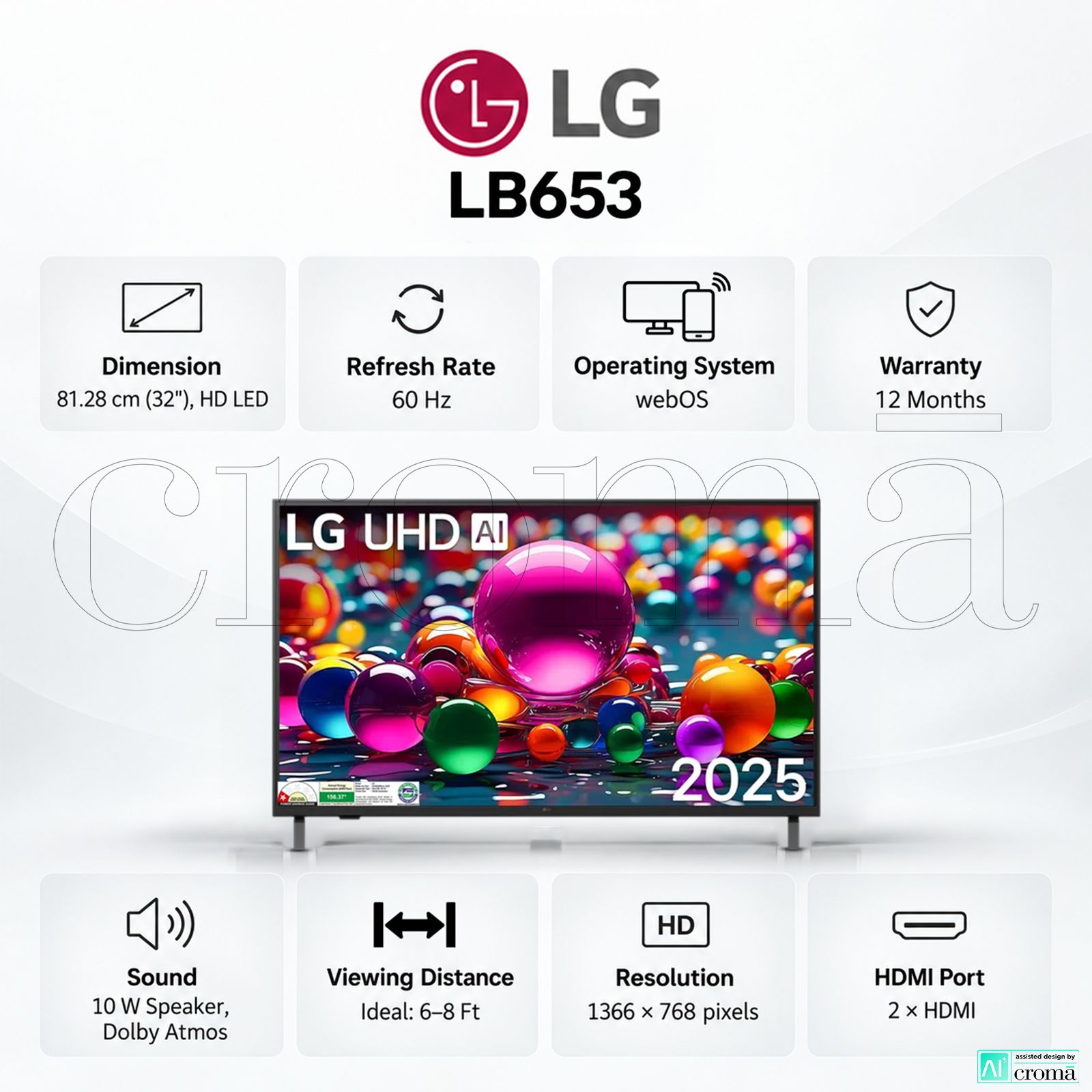 LG LB653 81.28 cm (32 inch) 1 Star HD LED Smart webOS TV with Clear Voice Pro technology & Dynamic Tone Mapping (2026 model) LG LB653 81.28 cm (32 inch) 1 Star HD LED Smart webOS TV with Clear Voice Pro technology & Dynamic Tone Mapping (2026 model)_3