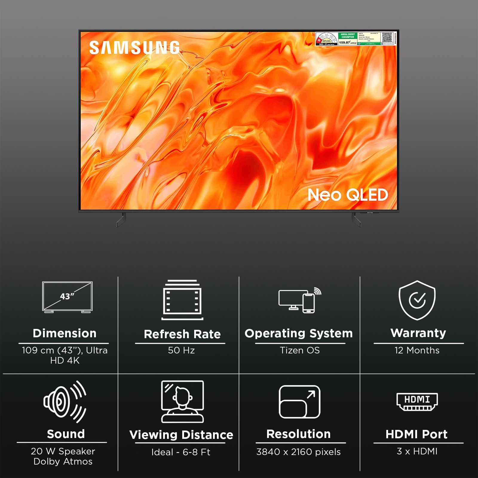 SAMSUNG QN70H 109 cm (43 inch) 4K Ultra HD Quantum Mini-LED Neo QLED Smart Tizen TV with Samsung Vision AI Companion (2026 model)_3