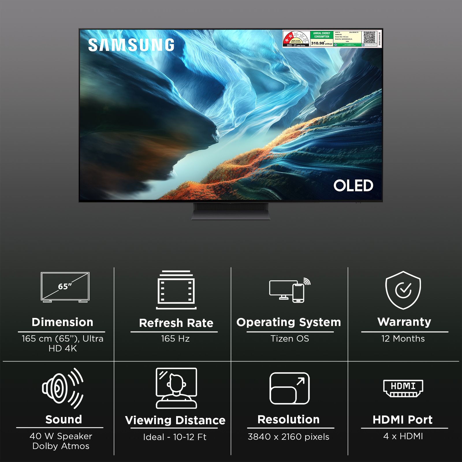 SAMSUNG S90H165 cm (65 inch) OLED 4K Ultra HD Smart Tizen TV with Google Voice Assistant_3