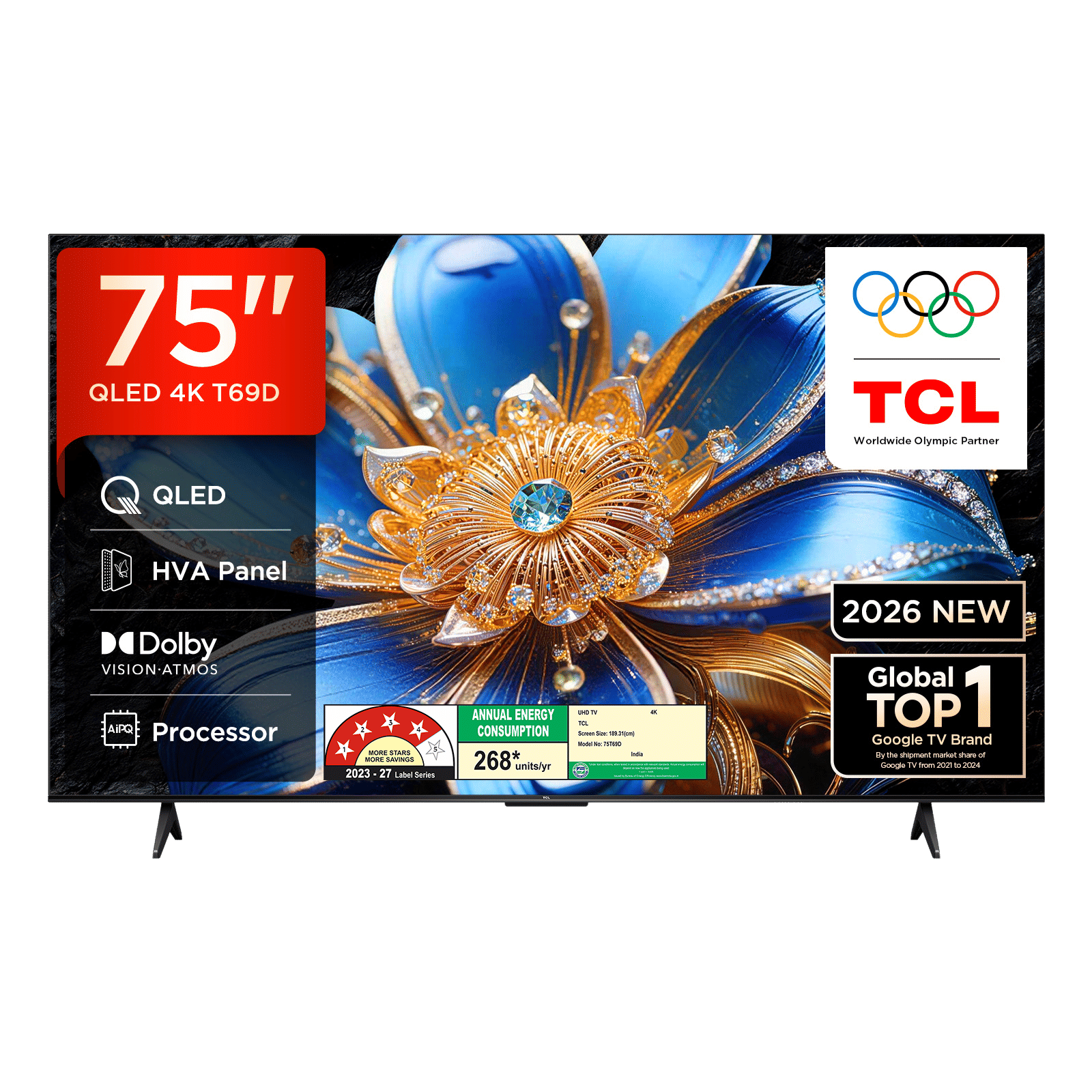 TCL T series 190.5 cm (75 inch) QLED 4K Super Ultra HD Smart Google TV with Google Voice Assistant (2026 Model) TCL T series 190.5 cm (75 inch) QLED 4K Super Ultra HD Smart Google TV with Google Voice Assistant (2026 Model)_1
