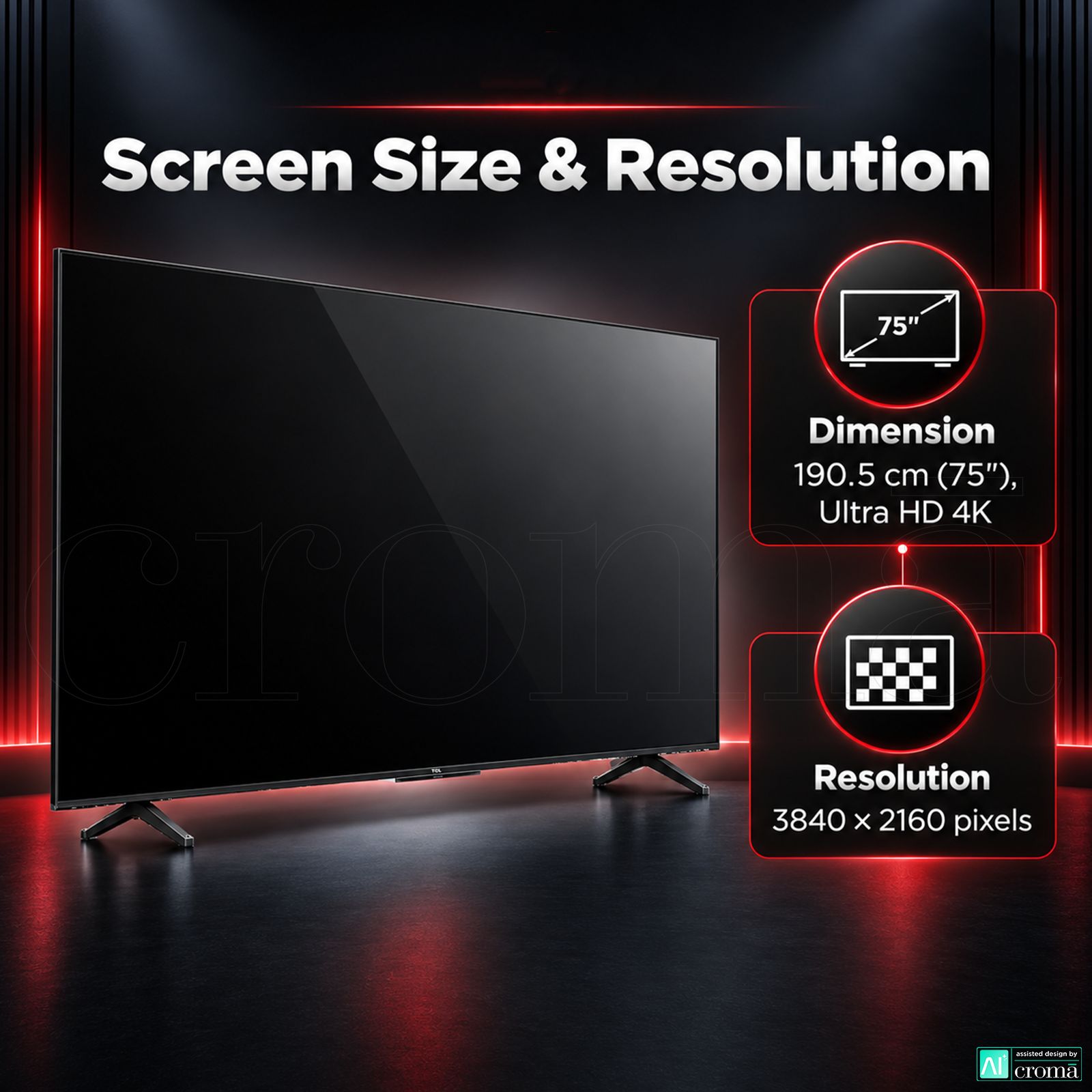 TCL T series 190.5 cm (75 inch) 4 Star QLED 4K Super Ultra HD Smart Google TV with Google Voice Assistant (2026 Model) TCL T series 190.5 cm (75 inch) 4 Star QLED 4K Super Ultra HD Smart Google TV with Google Voice Assistant (2026 Model)_5
