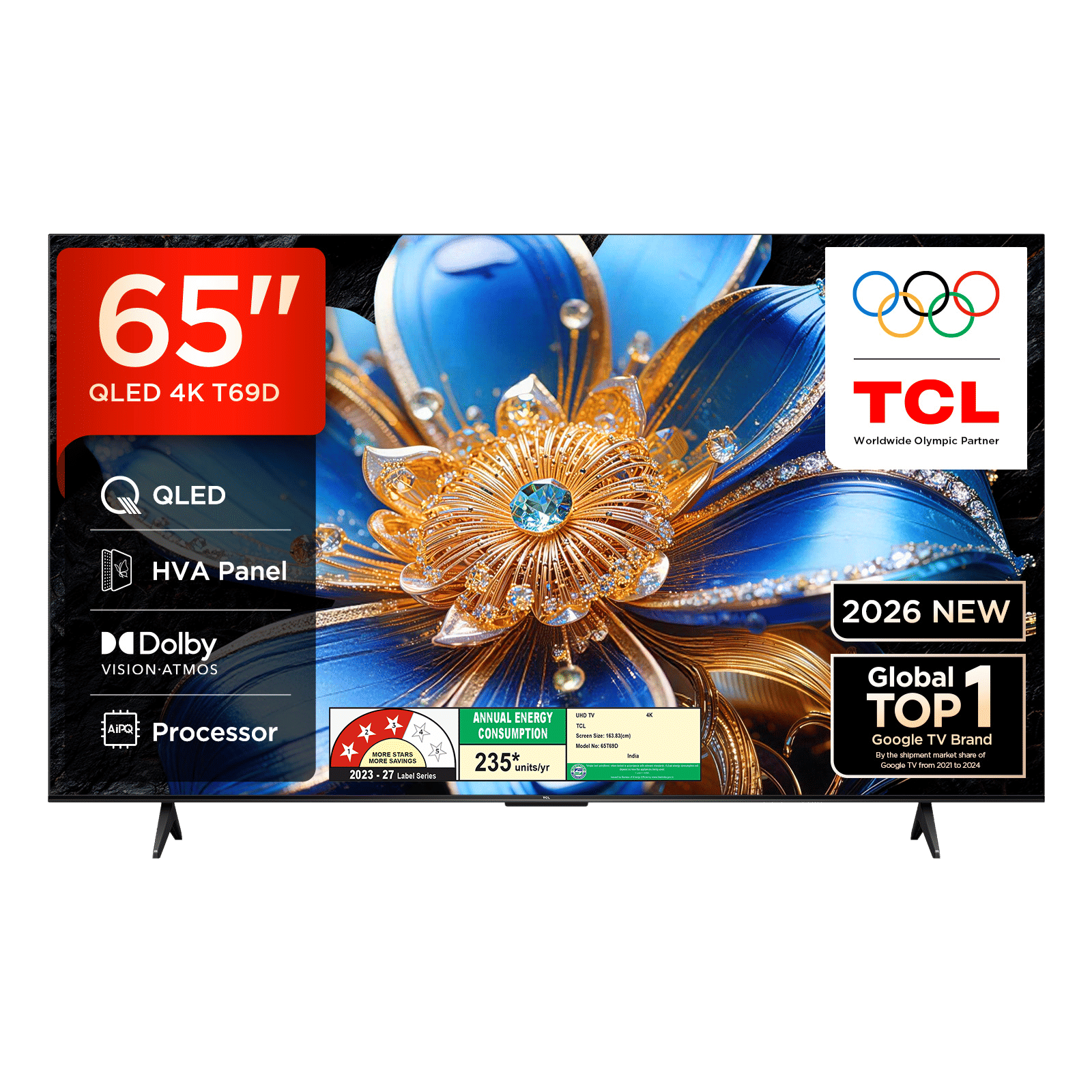 TCL T series 165.1 cm (65 inch) 3 Star QLED 4K Super Ultra HD Smart Google TV with Google Voice Assistant (2026 Model) TCL T series 165.1 cm (65 inch) 3 Star QLED 4K Super Ultra HD Smart Google TV with Google Voice Assistant (2026 Model)_1