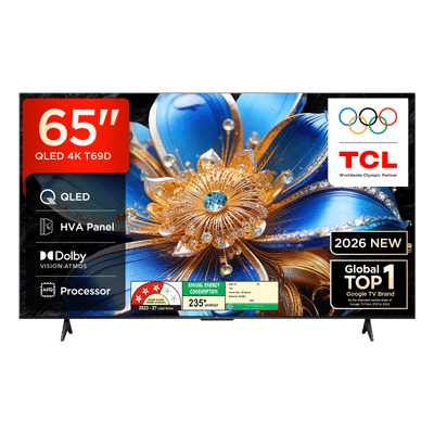 TCL T series 165.1 cm (65 inch) 3 Star QLED 4K Super Ultra HD Smart Google TV with Google Voice Assistant (2026 Model)