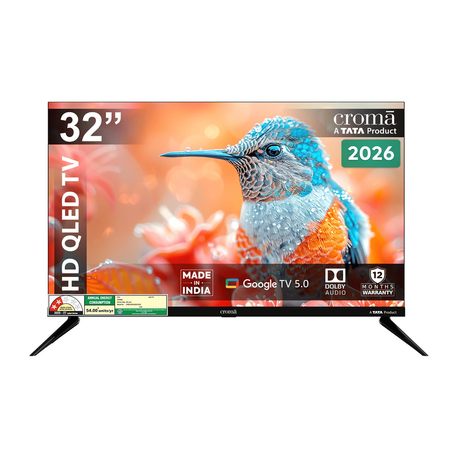 Croma 80 cm (32 inch) 2 Star HD QLED Smart Google TV 5.0 with Quad Core Processor (2026 model)_1