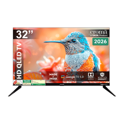 Croma 80 cm (32 inch) 2 Star HD QLED Smart Google TV 5.0 with Quad Core Processor (2026 model)