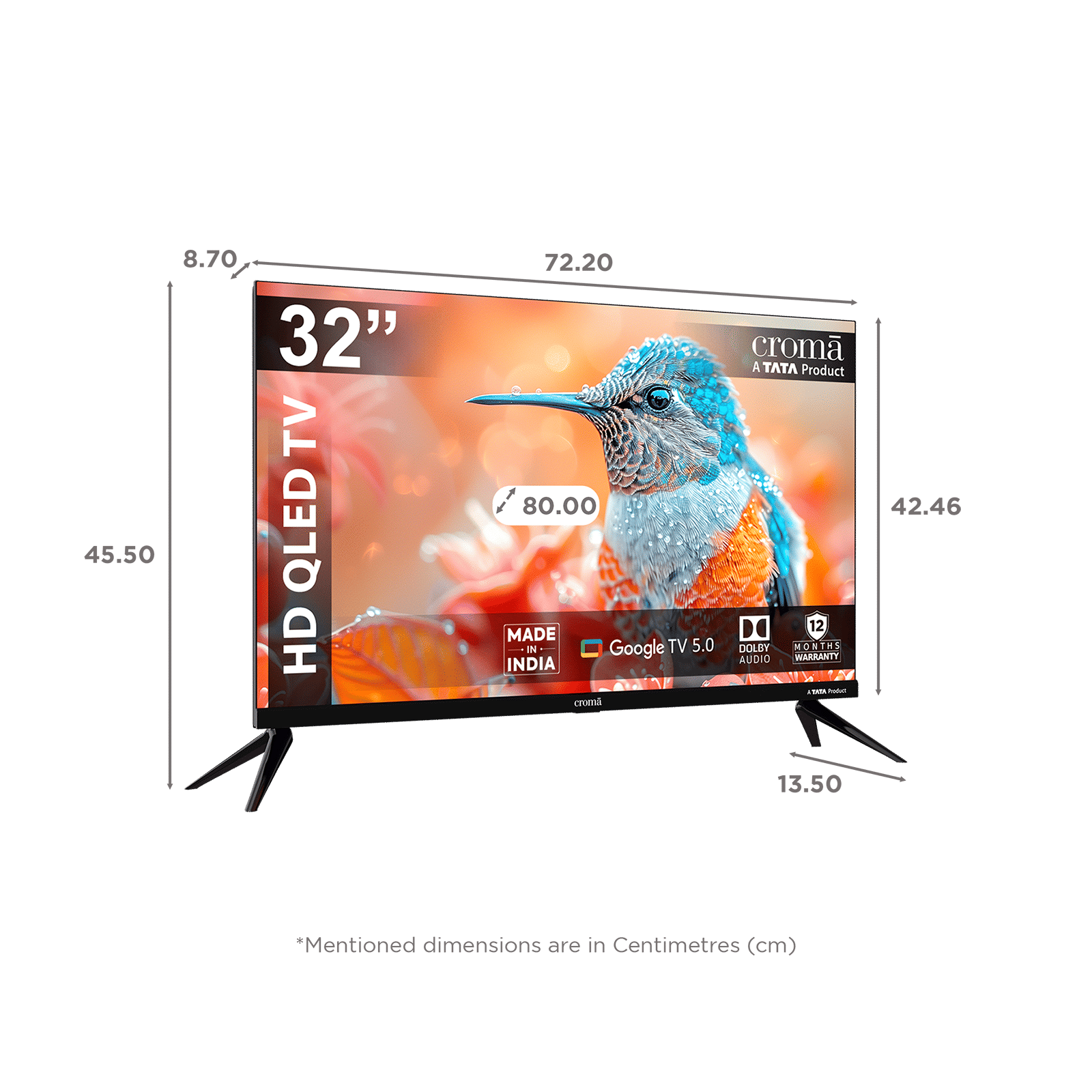 Croma 80 cm (32 inch) 2 Star HD QLED Smart Google TV 5.0 with Quad Core Processor (2026 model)_2
