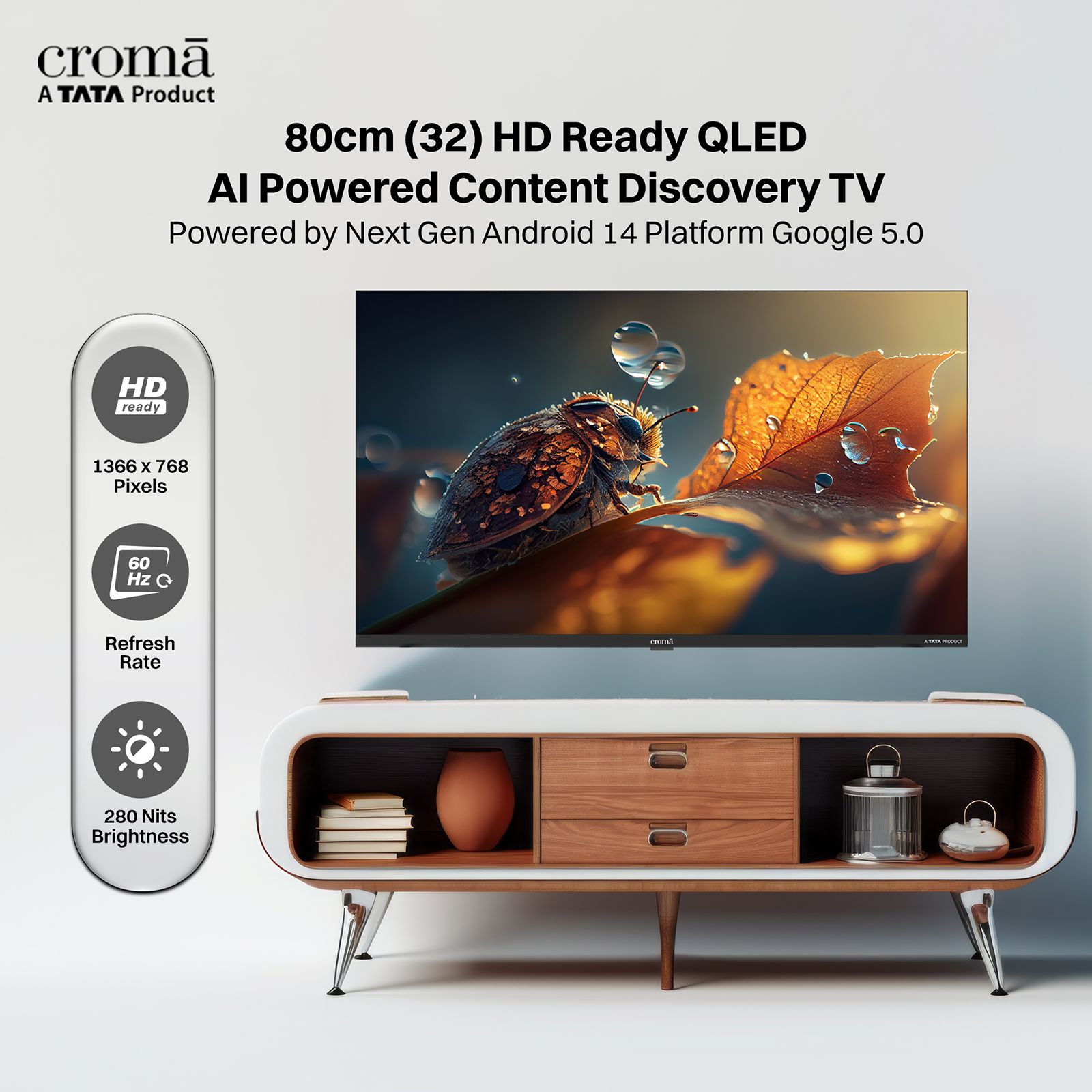 Croma 80 cm (32 inch) 2 Star HD QLED Smart Google TV 5.0 with Quad Core Processor (2026 model)_5