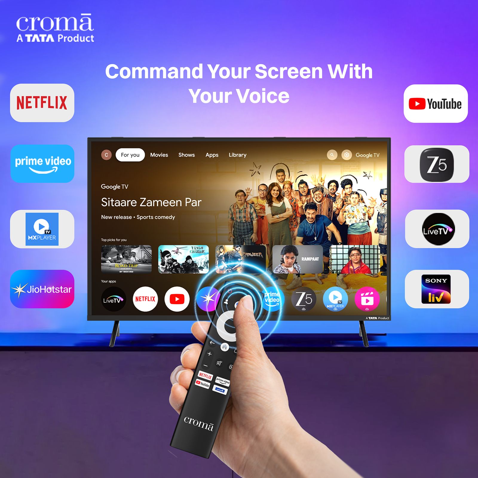 Croma 80 cm (32 inch) 2 Star HD QLED Smart Google TV 5.0 with Quad Core Processor (2026 model)_9