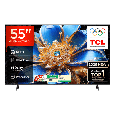 TCL T series 139.7 cm (55 inch) 3 Star QLED 4K Super Ultra HD Smart Google TV with Google Voice Assistant (2026 Model)