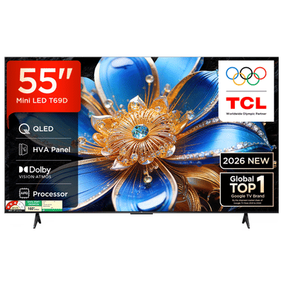 TCL T series 139.7 cm (55 inch) 3 Star QLED
                      4K Super Ultra HD Smart Google TV with Google
                      Voice Assistant (2026 Model)