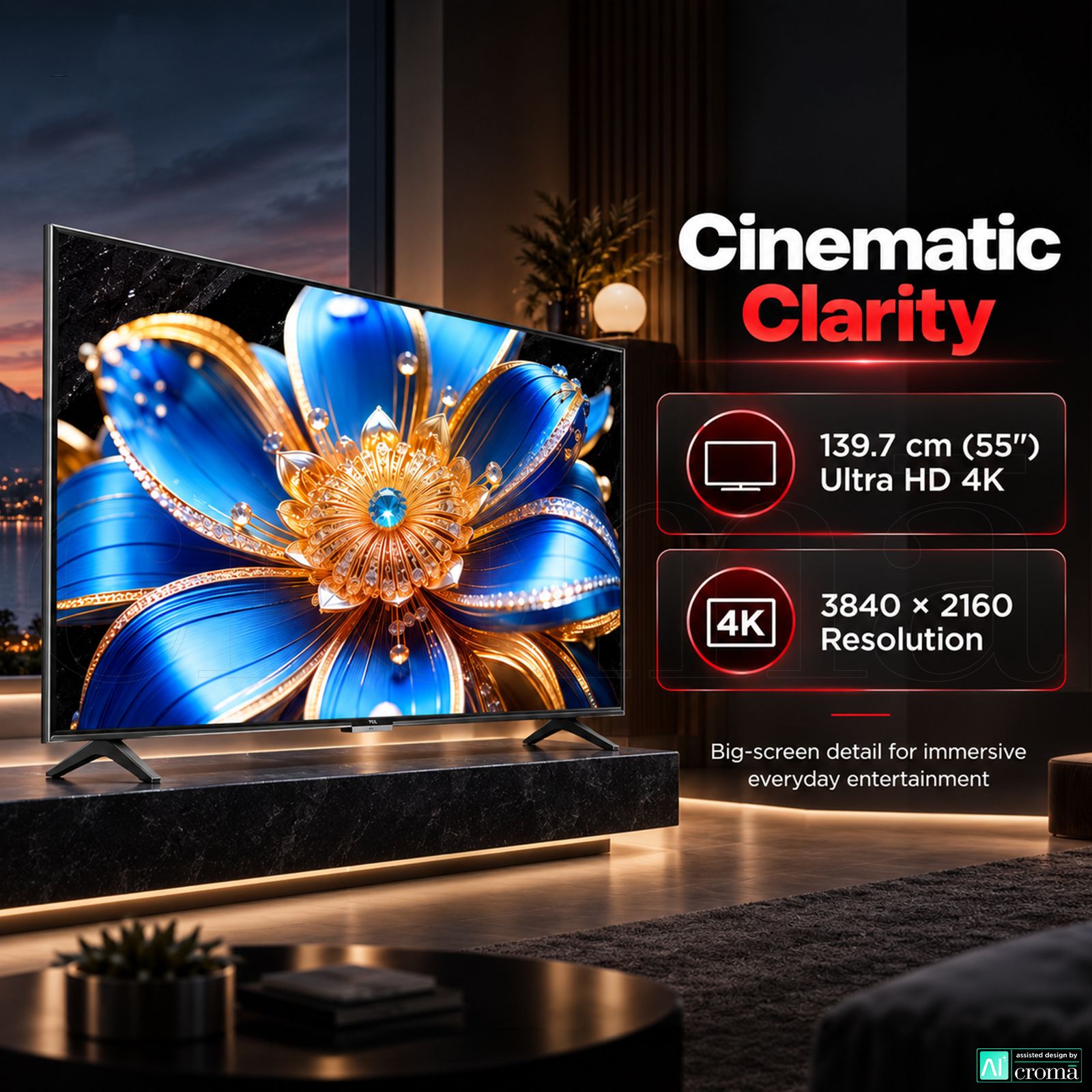 TCL T series 139.7 cm (55 inch) 3 Star QLED 4K Super Ultra HD Smart Google TV with Google Voice Assistant (2026 Model) TCL T series 139.7 cm (55 inch) 3 Star QLED 4K Super Ultra HD Smart Google TV with Google Voice Assistant (2026 Model)_5