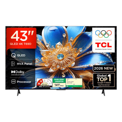TCL T series 109.22 cm (43 inch) 2 Star QLED 4K Super Ultra HD Smart Google TV with Google Voice Assistant (2026 Model)