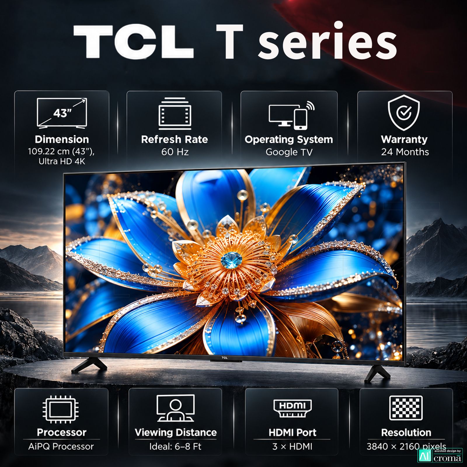 TCL T series 109.22 cm (43 inch) 2 Star QLED 4K Super Ultra HD Smart Google TV with Google Voice Assistant (2026 Model) TCL T series 109.22 cm (43 inch) 2 Star QLED 4K Super Ultra HD Smart Google TV with Google Voice Assistant (2026 Model)_3