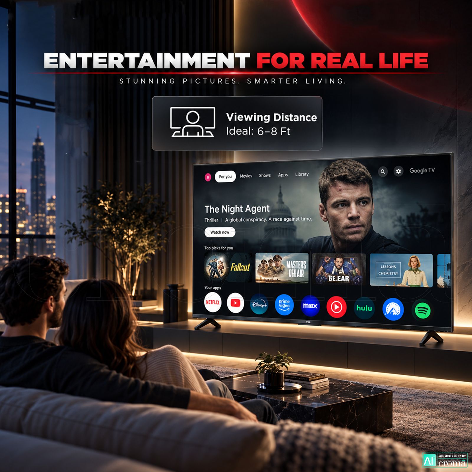 TCL T series 109.22 cm (43 inch) 2 Star QLED 4K Super Ultra HD Smart Google TV with Google Voice Assistant (2026 Model) TCL T series 109.22 cm (43 inch) 2 Star QLED 4K Super Ultra HD Smart Google TV with Google Voice Assistant (2026 Model)_8