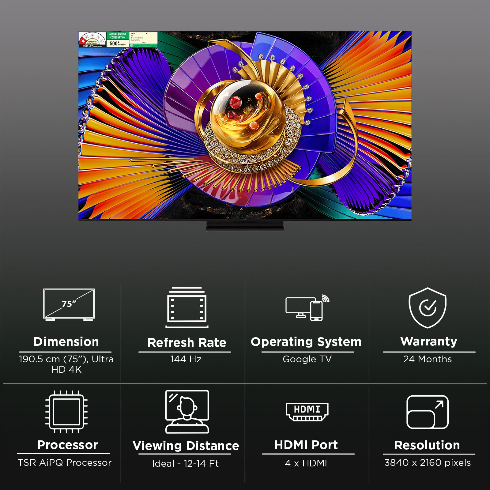 TCL C series 190.5 cm (75 inch) 1 Star SQD-Mini LED 4K Super Ultra HD Smart Google TV with Google Voice Assistant (2026 Model) TCL C series 190.5 cm (75 inch) 1 Star SQD-Mini LED 4K Super Ultra HD Smart Google TV with Google Voice Assistant (2026 Model)_3